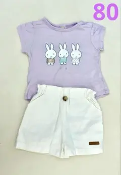 petit main ミッフィーTシャツとショートパンツセット