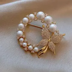 ▽ブローチ 蝶 バタフライ コサージュ パー入学式 フォーマル C ゴールド