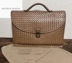 美品BOTTEGA VENETA ブラウンレザー ビジネスバッグA4収納可　金のサムネイル