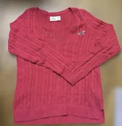 Hollister 赤 ケーブルニット セーター M