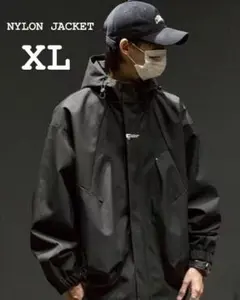 軽量 撥水 マウンテンパーカー メンズ ジャケット ブラック XL