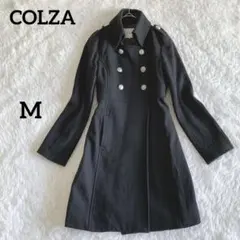 コルザ【M】Pコート 黒 ミドル丈 レトロ ヴィンテージ ダブル 秋冬 上品