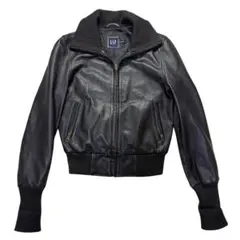 【希少】GAP ジップアップラムレザージャケット ハイネック 羊革 ショート丈 2025年最新】Gap レディース レザージャケット・ライダースの人気