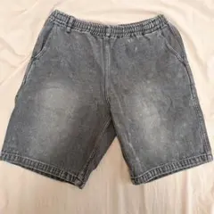 マナスタッシュ　ブラックデニムショートパンツ フェード加工 ハーフパンツのサムネイル