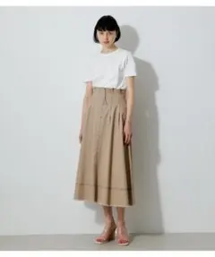 【AZUL by moussy】ジップアップデニムフレアスカート　ベージュのサムネイル