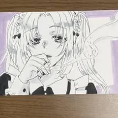 『メイドの一服』　オリジナル手描きイラスト　ポストカード　コピック　アナログ