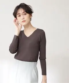 新品未使用*総針Vネックニット　エヌナチュラル　ブラウン