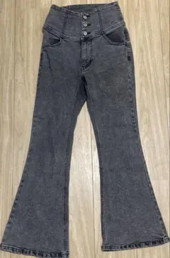 WEGO ハイウエストストレッチフレアデニムパンツ ブラック M