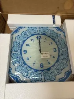 LOWELL 掛時計 青白モザイク 直径約38cm
