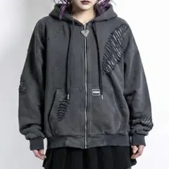 【即日発送✨️】ダメージ加工 ブラックパーカー