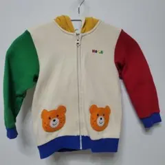 MIKI HOUSE　HOT BISCUITSカラフル クマパーカー 100cm