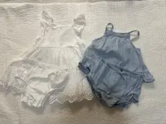 ホワイト刺繍ドレスとパンツセット　12〜18month
