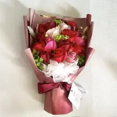 【新品未使用】造花　フレグランスソープフラワー　ライト付き　ピンク×赤