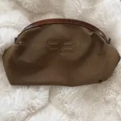 バレンシアガ　ポーチ ブラウン レザー モノグラム総柄 BALENCIAGA バレンシアガポーチ ブラウン レザー モノグラム総柄 BALENCIAGA