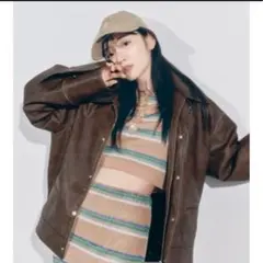 snidel ブラウン レザー オーバーサイズジャケット