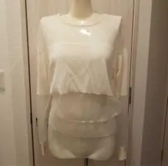 EGOISTエゴイスト新品タグ付きシースルー切り替え薄手春ニット白Fサマーニット