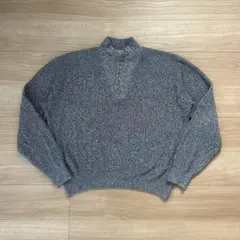 希少 80s usa製 ヘンリーネック コットン ニット スタンドカラー シャツ