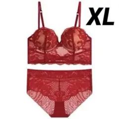 XLサイズ 花柄刺しゅうレースランジェリー セクシー 赤