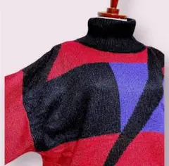 vintageヴィンテージニットセータータートルネックレトロUSA海外古着