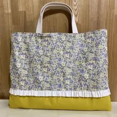 レッスンバッグ 花柄 フリル ライトブルー 大きめ リバティ - メルカリ