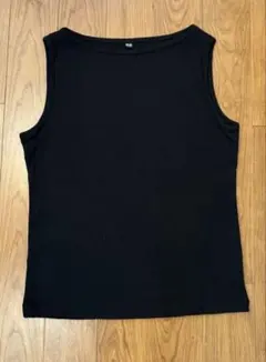 【新品未使用】UNIQLO ノースリーブ リブカットソー ブラック XL