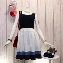 未使用/サイズ34】Rene ルネ ドッキングワンピース ボーダー ネイビー