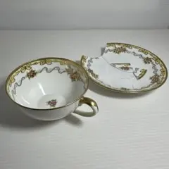 オールドノリタケ　マルキ印 1908年 カップ 金彩 花柄