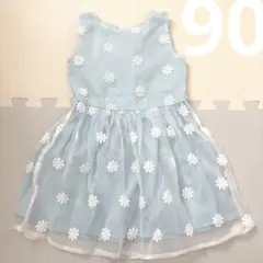 [美品]h&m ドレス ワンピース 女の子 ノースリーブ 水色 花柄 お呼ばれ