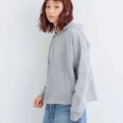 X-girl クロップド　スウェットフーディ グレー　パーカー