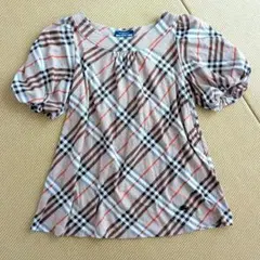 バーバリーブルーレーベル 半袖 パフスリーブ ノバチェック　ホース刺繍　Y2K