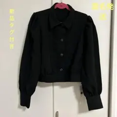 【タグ付き】パフスリーブクロップドシャツ　ヘザー　黒　トップス　ブラウス　シャツのサムネイル