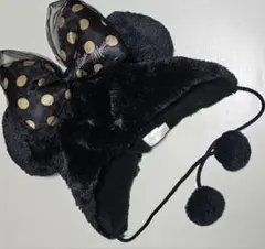 ファンキャップ ミニー 黒ゴールド リボン ディズニー