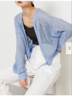 ラメメッシュカーディガン　ブルー　Fのサムネイル