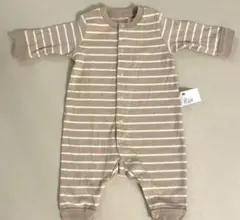 UNIQLO ストライプロンパース 60cm ベージュ