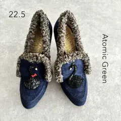 【未使用】 Atomic Green｜パンプス スエード 刺繍 22.5cm