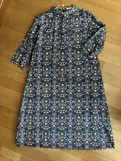 Parkes × リバティ ウェストベルト7部袖シャツワンピース オーチャード
