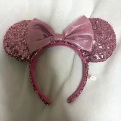 ディズニー ミニー カチューシャ スパンコール ピンク