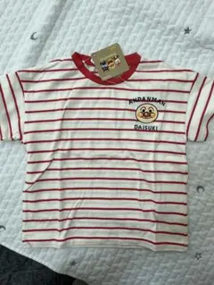 新品　アンパンマン　Tシャツ　半袖　ボーダー　赤　刺繍　110