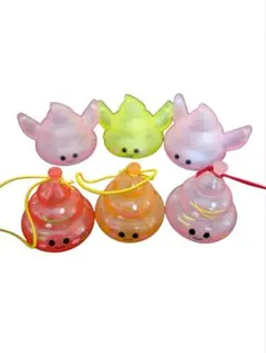 光るうんち＆音が鳴る うんちストラップ 6個　おもしろ雑貨