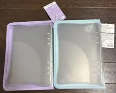 2点セット　ダイソー　6リングファイル ジッパー付　パープル　ブルー　バインダー