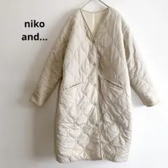ニコアンド　リバーシブル　コート　キルティング　ボア　白　M アウター　上着