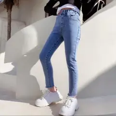 【新品未使用】ウエストLOVEロゴスキニーデニムパンツ 110サイズ