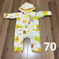 プーさん　ロンパース　カバーオール　ジャンプスーツ　アウター　フリース　70