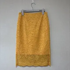 【美品】GUジーユー　タイトスカート　イエロー　レース　Mサイズ