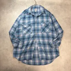 ネルシャツ オンブレ チェック 長袖 ブルー L FIELD COUNTRY