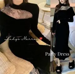 オケージョンドレス パーティードレス 同窓会 成人式 結婚式 ブラック ベロア