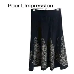 Pour Limpression 花柄 デート ニットフレアスカートエレガント