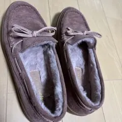 スエードファー付きモカシン ピンク