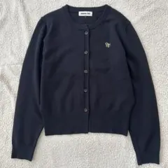 GENERAL IDEA (L)ロゴ入りラウンドネック長袖カーディガン 濃紺