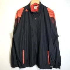 adidas ナイロンジャケット 4XO ビッグサイズ 黒オレンジ　ヴィンテージ